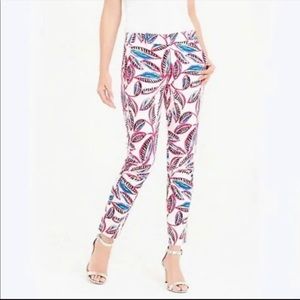 J. Crew Pink & Blue Leaf-Print Cropped Pants size 6